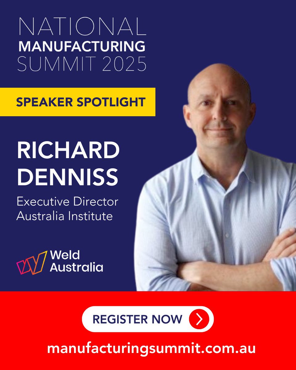 Don’t miss your chance to hear from one of Australia’s most influential public thinkers.

Join us at the 2025 National Manufacturing Summit Dinner to hear from Dr Richard Denniss, Executive Director of the Australia Institute. 

bit.ly/44GMJVg