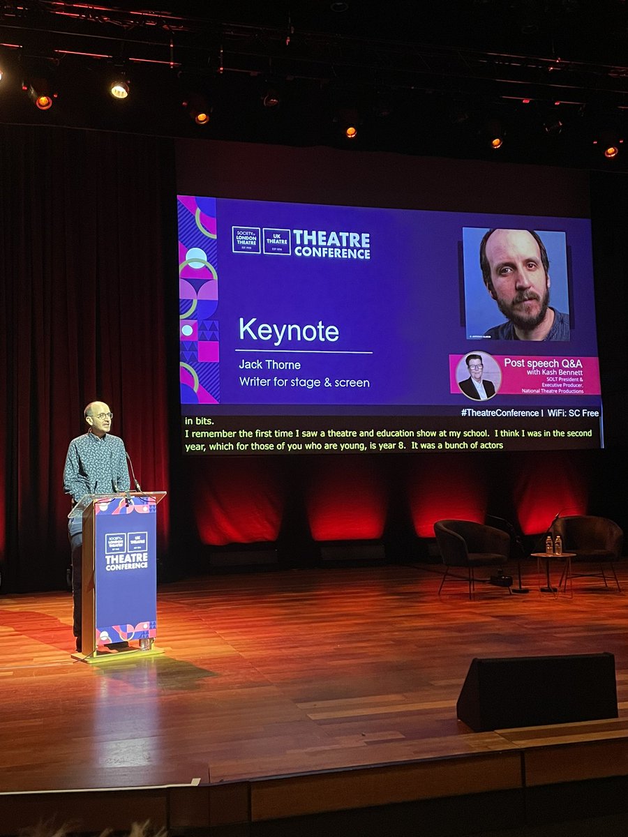 The award-winning writer Jack Thorne, our keynote speaker, takes to the stage and advocates for the importance of access to theatre for young people across the country and the need for diverse storytelling #TheatreConference