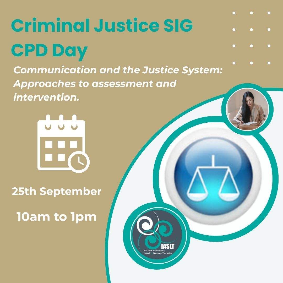IASLT (@iaslt) on Twitter photo Registration is open for the Criminal Justice Special Interest Group's CPD Day 2025! Focus on communication and the justice system, approaches to assessment and treatment and individual considerations when working within the justice system. buff.ly/FyULpGU #iasltcpd Registration is open for the Criminal Justice Special Interest Group's CPD Day 2025! Focus on communication and the justice system, approaches to assessment and treatment and individual considerations when working within the justice system. buff.ly/FyULpGU #iasltcpd