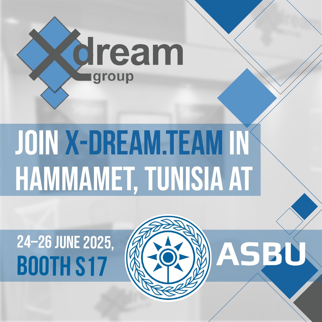 x_dream_group's tweet image. Join #xdreamtem at the ASBU event in Tunis and Hammamet in Tunisia! You will find our managing director Stefan Pfütze at stand S17 from June 24 to 26 presenting our own developments: x-dream.Fabrik and Broadcast Suite as well as software for #ingest, #transcoding, #workflow, etc