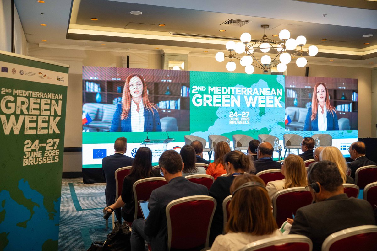 UfMSecretariat's tweet photo. This morning, we kicked off the 2nd #MediterraneanGreenWeek from Brussels with virtual opening remarks by @dubravkasuica, UfM SG Nasser Kamel, and Malta’s @Miriamdalli.
A strong call for regional unity to accelerate the green transition across the Mediterranean. https://t.co/46eClZ57Dw