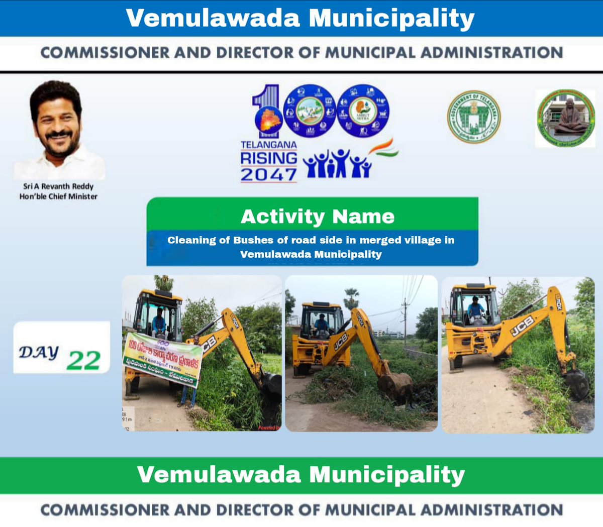 MC Vemulawada (@mc_vemulawada) on Twitter photo As a part of 100 days cleaning of road side Bushes in merged village of Vemulawada @AmrutMitra <a href="/MoHUA_India/">Ministry of Housing and Urban Affairs</a>
<a href="/RoopaMishra77/">Roopa Mishra</a>
<a href="/tksreedevi/">TK Sreedevi</a>
<a href="/cdmatelangana/">C&DMA</a>
<a href="/SwachhBharatGov/">Swachh Bharat Urban</a>
<a href="/SBMU_Telangana/">SBM (U) TELANGANA</a>
#TG100daysActionplan
#TelanaganaRising2047 #TelanganaRising #OkaMarpu_AbhivrudhikiMalupu As a part of 100 days cleaning of road side Bushes in merged village of Vemulawada @AmrutMitra <a href="/MoHUA_India/">Ministry of Housing and Urban Affairs</a>
<a href="/RoopaMishra77/">Roopa Mishra</a>
<a href="/tksreedevi/">TK Sreedevi</a>
<a href="/cdmatelangana/">C&DMA</a>
<a href="/SwachhBharatGov/">Swachh Bharat Urban</a>
<a href="/SBMU_Telangana/">SBM (U) TELANGANA</a>
#TG100daysActionplan
#TelanaganaRising2047 #TelanganaRising #OkaMarpu_AbhivrudhikiMalupu