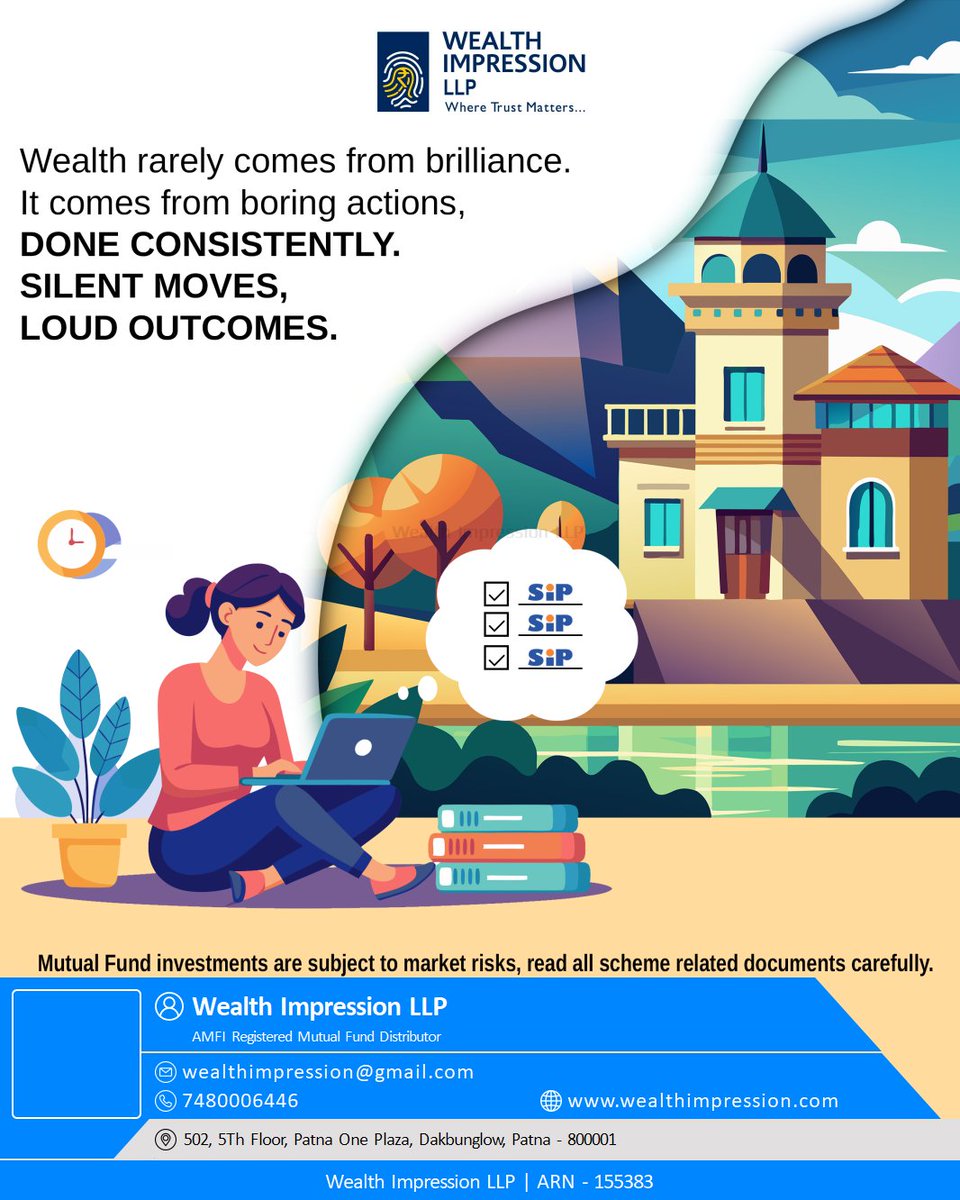 wiPatna's tweet photo. Silent moves done consistently lead to the loudest financial results. #WealthMindset #ConsistentGrowth #FinancialSuccess To receive your copy of FREE eBook on Financial Freedom https://t.co/GhDcQnoUFd https://t.co/QMVpJu8a5X
