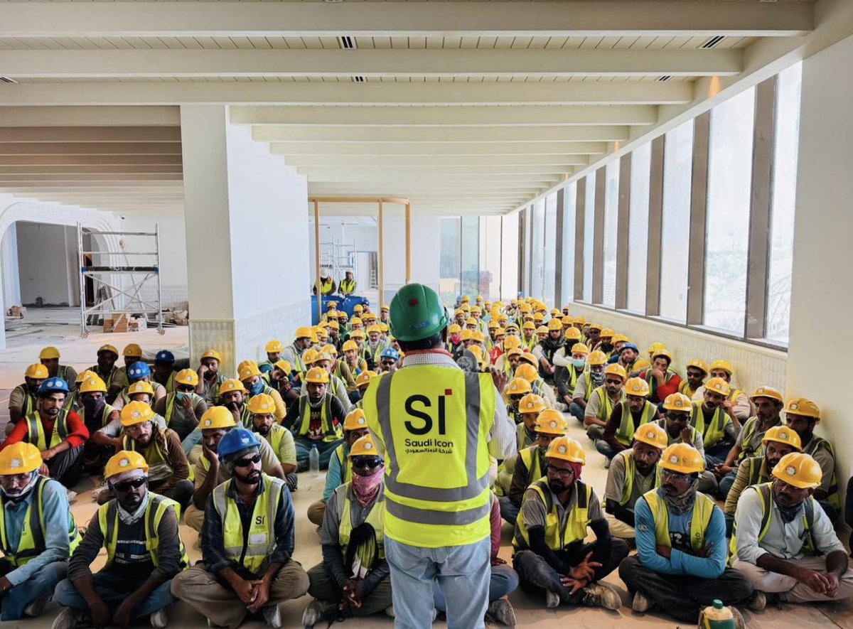 SaudiIconCo's tweet image. Safety isn’t something we talk about once and check off the list.
It’s something we come back to; week after week, site after site.

In June, our teams across all of the following project sites : Al Rajhi Villas, NMDC, the Red Sea Projects and many more.

#SaudiIcon #ToolboxTalks