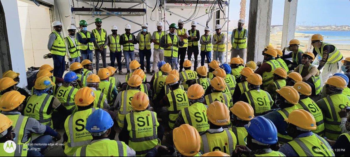 SaudiIconCo's tweet image. Safety isn’t something we talk about once and check off the list.
It’s something we come back to; week after week, site after site.

In June, our teams across all of the following project sites : Al Rajhi Villas, NMDC, the Red Sea Projects and many more.

#SaudiIcon #ToolboxTalks
