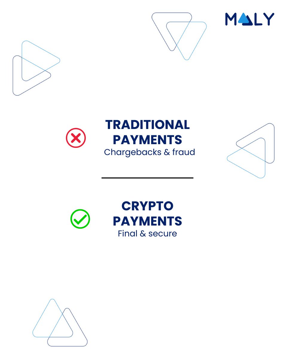 MaalyPay's tweet photo. ❌ Traditional payments: chargebacks, fraud, and lost revenue.
✅ Crypto payments: final, secure, and irreversible.

Maaly Pay protects your business with secure crypto transactions — no disputes, no chargebacks.

#MaalyPay #CryptoPayments #ChargebackFree #Web3Business https://t.co/5ibiLfK5jd