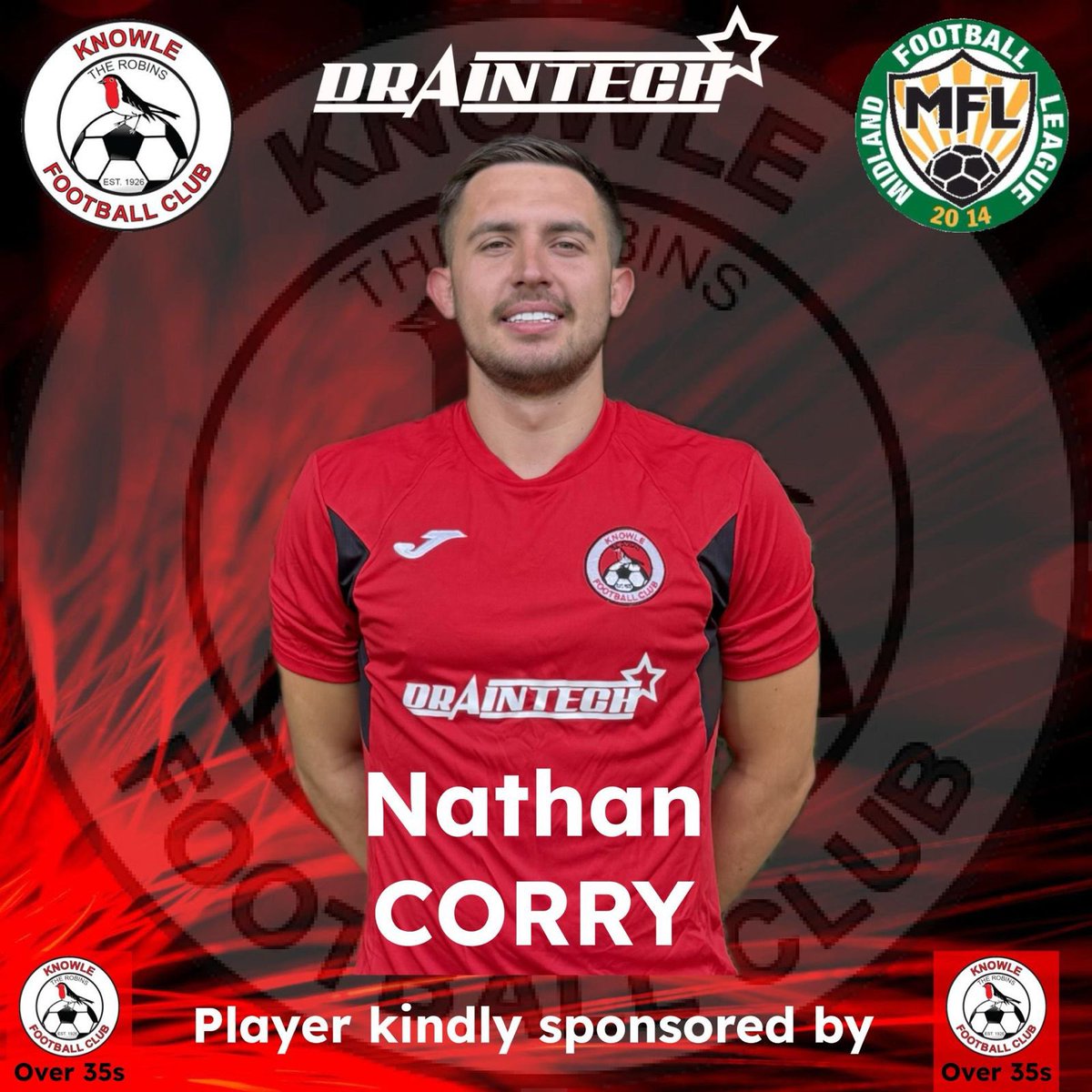 Knowle_FC's tweet photo. Player Sponsorship Secured!

Nathan Corry and Odane Barnes have been retained and proudly Player Sponsored for the 25/26 season at The Draintech Community Arena! 🔴⚫️

Nathan is sponsored by @knowleFCVets and Odane by @alzheimerssoc (kindly funded by Tom Rudge)💜.

#UpTheRobins https://t.co/C36cEcCKW9