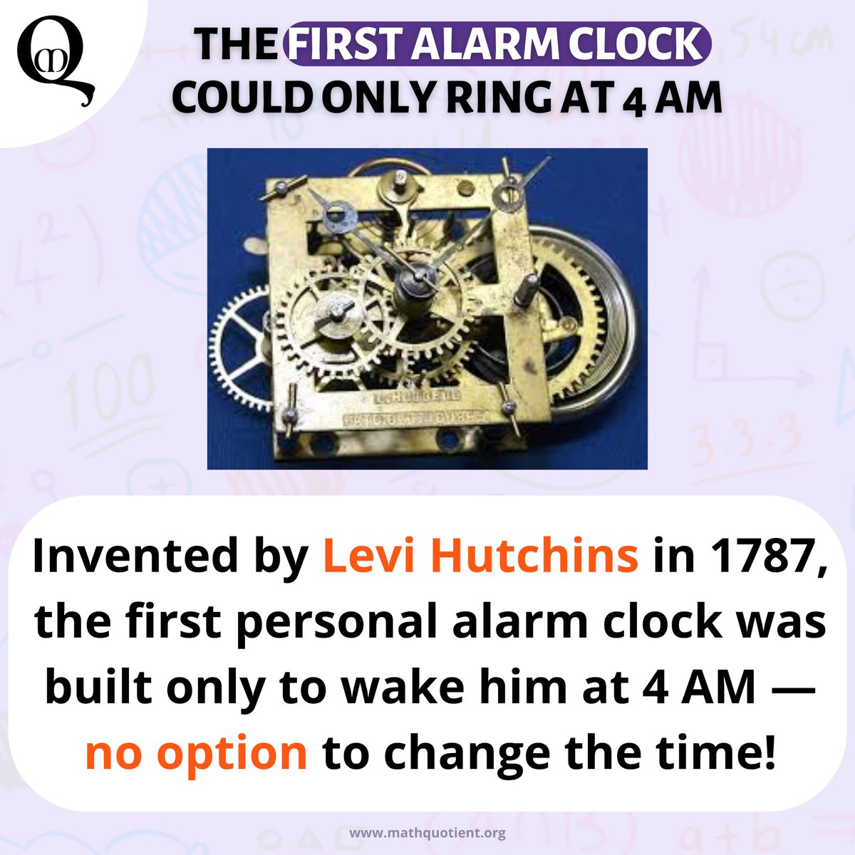 math_quotient's tweet image. Before snooze buttons and customizable alarms, one man’s invention decided when you wake up. Imagine if your alarm had no choice but to scream at 4 AM — every single day. 😴🔔
Grateful for modern tech yet?

#mathquotient #HistoryOfInventions #DidYouKnow #FunFactFriday