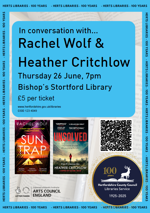 Eleanor Tarling (@eleanor_tarling) on Twitter photo Fancy an evening at a good thriller event? Join <a href="/RachelWolfWritr/">Rachel Wolf Author/Rachael Blok</a> & <a href="/h_critchlow/">Heather Critchlow</a> at #BishopsStortfordLibrary on 26 June - contact the library for tickets and more information! #SunTrap published by <a href="/AriesFiction/">Aries Fiction</a> #unsolved pub by <a href="/canelo_co/">Canelo</a> #thrillers Fancy an evening at a good thriller event? Join <a href="/RachelWolfWritr/">Rachel Wolf Author/Rachael Blok</a> & <a href="/h_critchlow/">Heather Critchlow</a> at #BishopsStortfordLibrary on 26 June - contact the library for tickets and more information! #SunTrap published by <a href="/AriesFiction/">Aries Fiction</a> #unsolved pub by <a href="/canelo_co/">Canelo</a> #thrillers