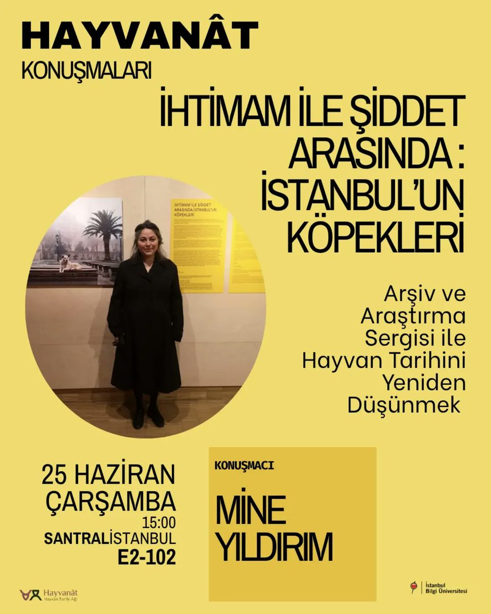 Hayvanat Hayvan Tarihi Ağı📢 Hayvanât konuşma serisi Mine Yıldırım'ın Hayvanların Yaşamı sergisinde yer alan “İhtimam ile Şiddet Arasında: İstanbul’un Köpekleri” arşiv sergisi üzerine yapacağı konuşma ile başlıyor!

Hayvan tarihi, eleştirel hayvan çalışmaları, İstanbul ve kent
