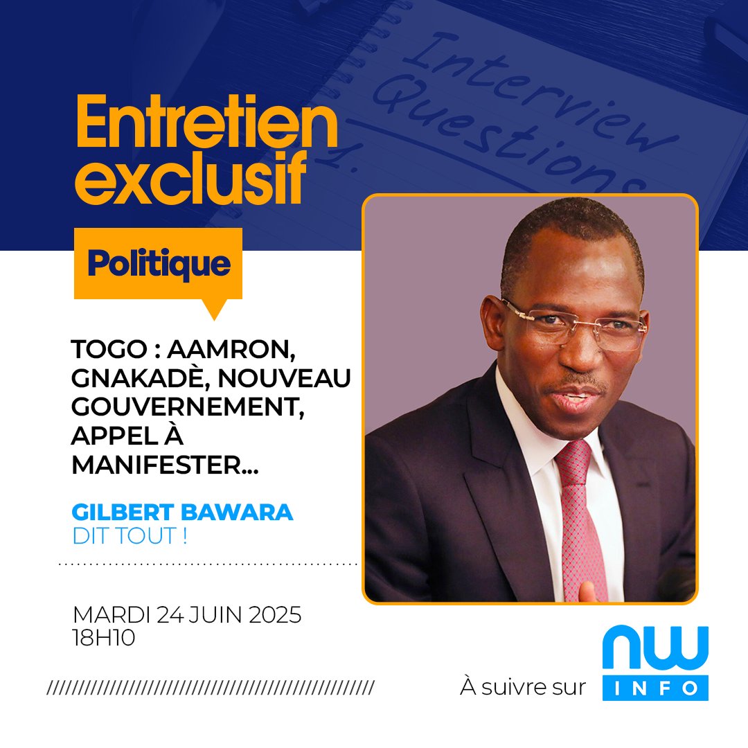 Dans cet entretien exclusif, le ministre Gilbert Bawara aborde sans détour les sujets brûlants : #Aamron, #Gnakade, la formation du nouveau gouvernement et les appels à manifester. Une analyse clé pour comprendre les enjeux actuels.

Rendez-vous ce soirà 18h10 sur NEW WORLD INFO.