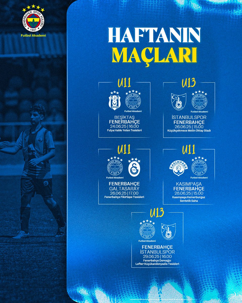 🗓️ Akademi takımlarımızın haftalık fikstürü!

#GençKanaryalar
