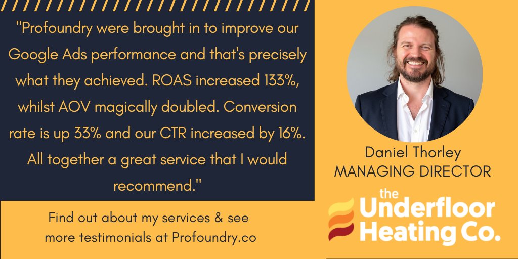 Big thanks to Daniel Thorley for giving us the opportunity to work with UHC. Enjoyed the challenge and happy with the results. 
Get in touch if you would like help with your #PPC Ads. Profoundry.co