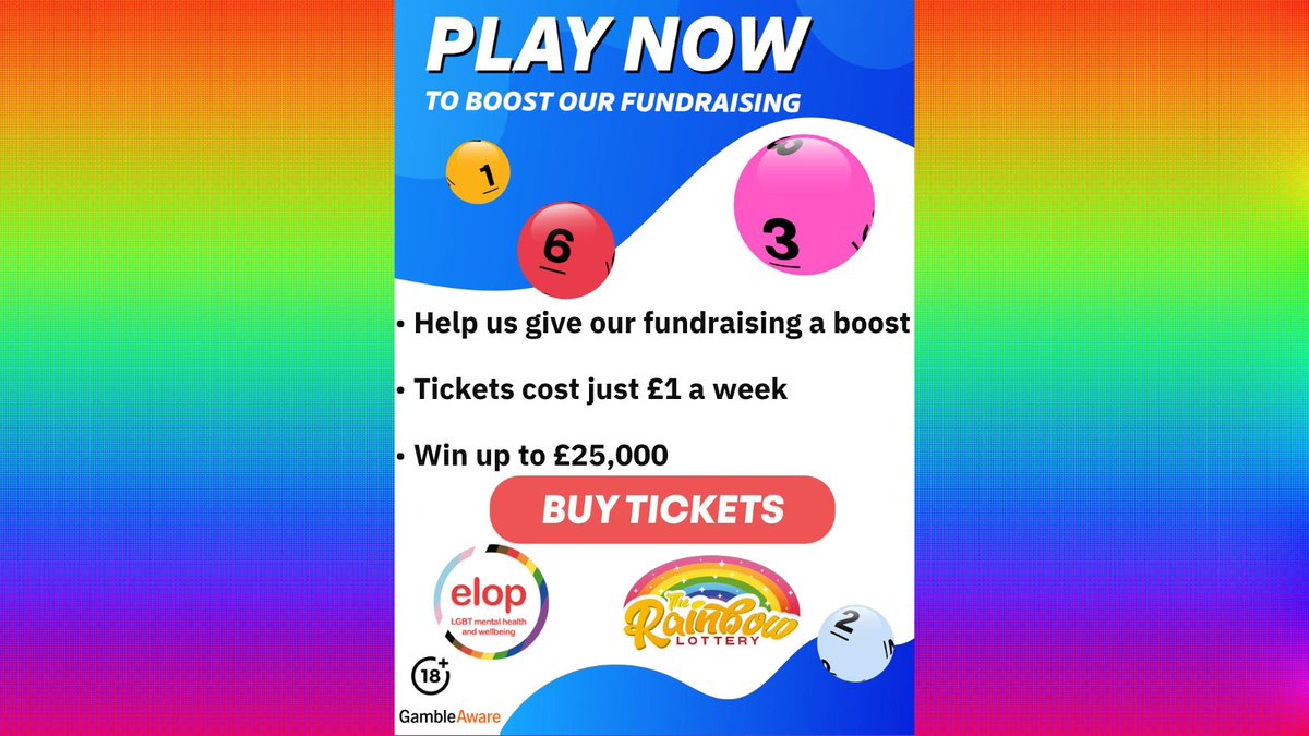 ๐ณ๏ธโ๐elop LGBT mental health and wellbeing (@elop_lgbt) on Twitter photo Looking for a way to support the LGBTQ+ community this Pride month?
Join The <a href="/RainbowLottery/">Rainbow Lottery</a> and support elop for just ยฃ1 a week ๐ณ๏ธโ๐
โก๏ธ rainbowlottery.co.uk/support/elop
Win up to ยฃ25,000 and help keep elop's life changing services running ๐ณ๏ธโโง๏ธ
#PrideMonth Looking for a way to support the LGBTQ+ community this Pride month?
Join The <a href="/RainbowLottery/">Rainbow Lottery</a> and support elop for just ยฃ1 a week ๐ณ๏ธโ๐
โก๏ธ rainbowlottery.co.uk/support/elop
Win up to ยฃ25,000 and help keep elop's life changing services running ๐ณ๏ธโโง๏ธ
#PrideMonth