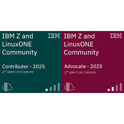 Trevor has been awarded two badges by IBM: 
IBM Z and LinuxONE Community Contributor - 2025 (Level 1) and 
IBM Z and LinuxONE Community Advocate - 2025 (Level 2)