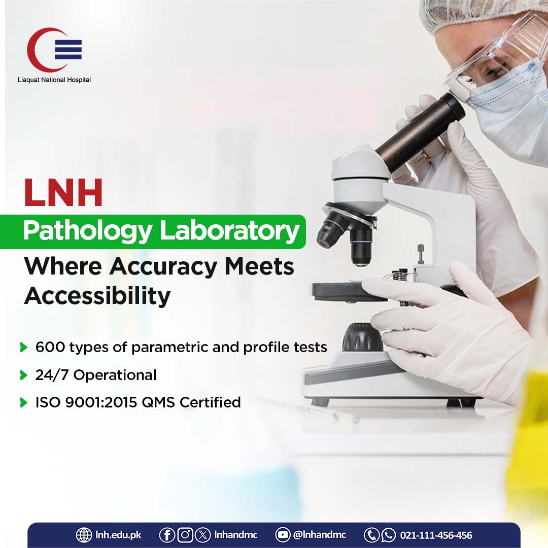 At Liaquat National Hospital, we take pride in offering reliable and expert-led pathology lab services, both at our main facility and outreach medical centres. 
Home blood sample collection is available for your convenience.
📱 Book an appointment via WhatsApp: 021-111-456-456