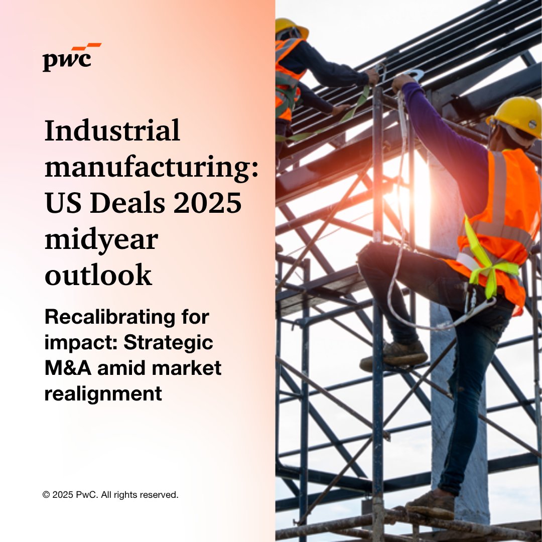 tmcubs's tweet photo. M&amp;A in industrial manufacturing is holding steady as companies focus on automation, defense and supply chain strength. Explore how strategy is shifting in our Industrial Manufacturing US Deals 2025 midyear outlook: https://t.co/neGWUozDrP https://t.co/9wX1yNzwOY