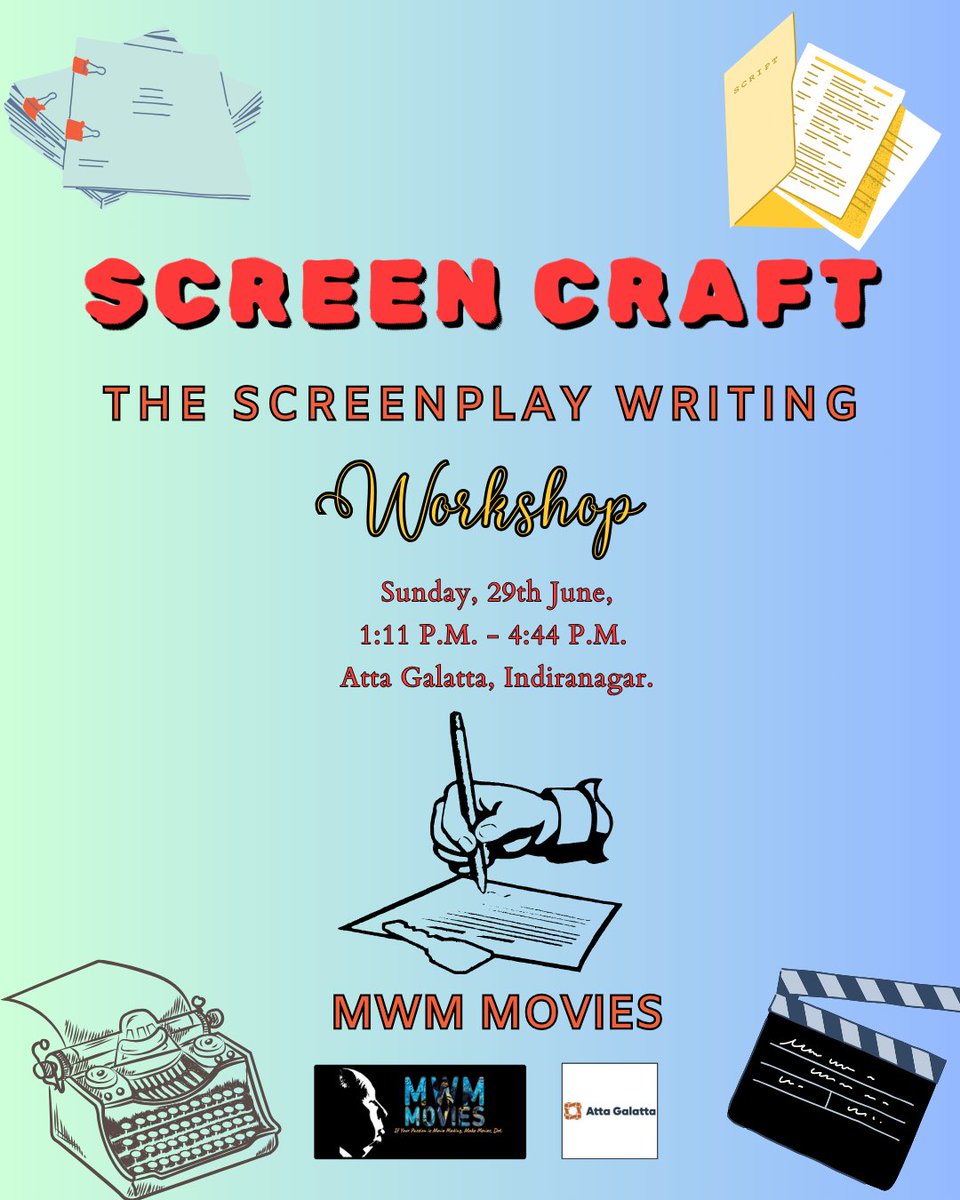 Got a story to tell? Start your screenwriting journey. Join us on 29 June at 1:11 PM for an immersive screenplay workshop — from plot &amp; character arcs to dialogue &amp; hands-on writing games.

Perfect for beginners and budding writers alike.

in.bookmyshow.com/events/screen-…