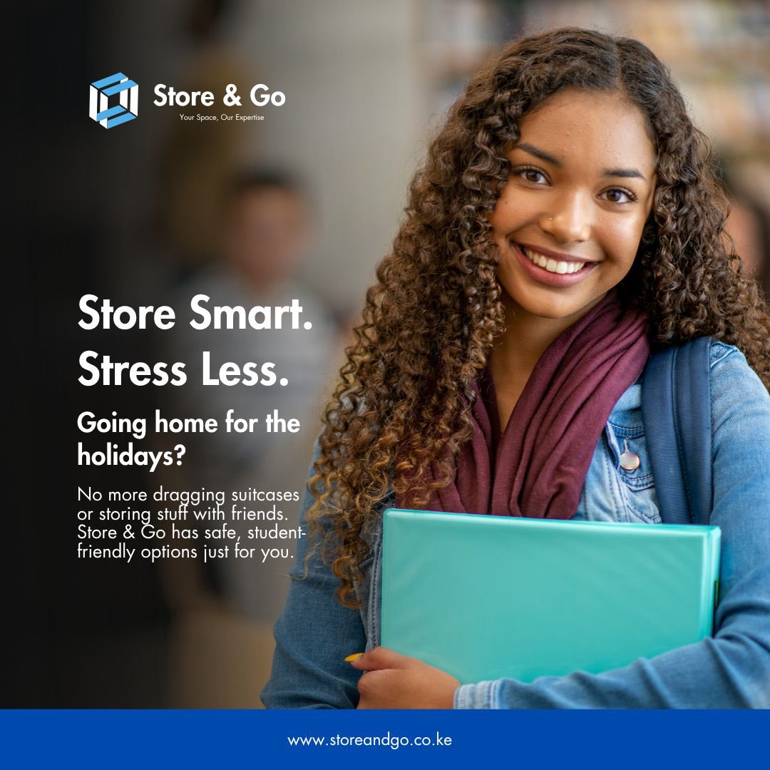 StorenGo_'s tweet image. Going home for the upcoming holidays? Don’t stress your back or your friends. Store &amp;amp; Go has secure, student-friendly storage options so you can travel light!
#StoreSmart #StudentStorage #KenyaStudents #StoreAndGo