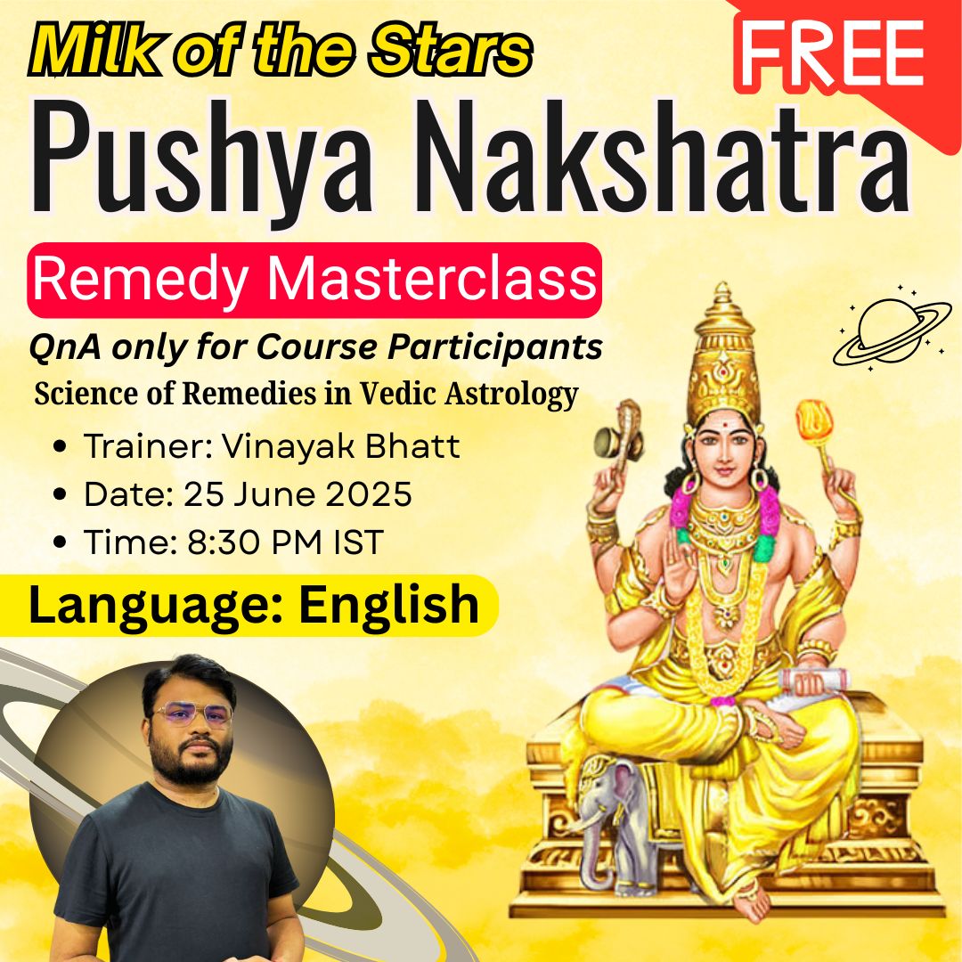 Saptarishis9's tweet photo. 🔔 After the amazing response to our Free Live Webinar on “Pushya Nakshatra Remedies” in Hindi, we’re bringing it back — this time in English for our global audience! 
👉 Register Now: https://t.co/z3gyccShrM
#pushyanakshatra #vedicastrology #nakshatraremedies #vinayakbhatt https://t.co/k8sOABn7FM
