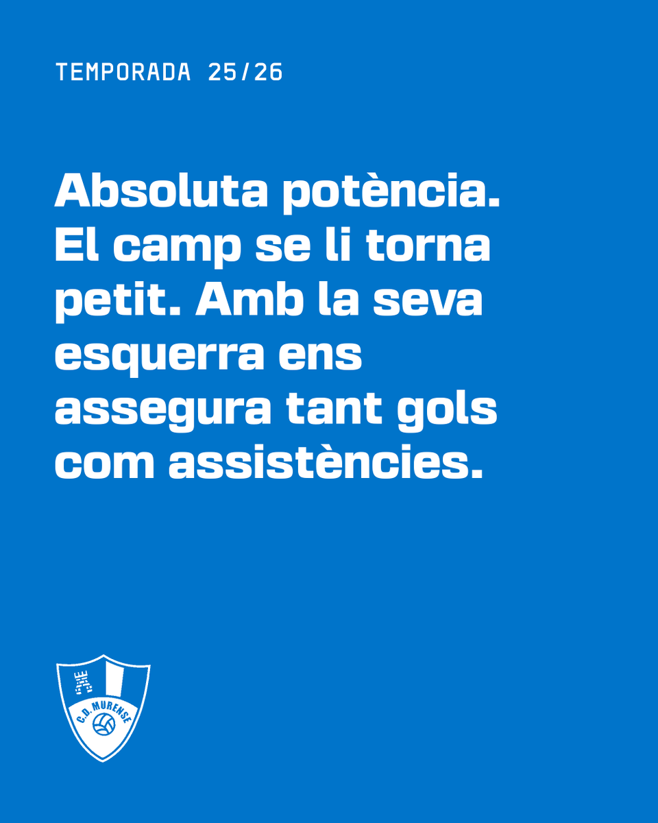 CDMurense's tweet photo. Temporada 25/26! 🤍💙  Seguim amb les presentacions! Renova Marc Crespí. 🙌
Absoluta potència. El camp se li torna petit. Amb la seva esquerra ens assegura tant gols com assistències. ⚽
.
.
#CDMurense #Temporada2526 #Muro #FutbolLocal https://t.co/x2n1kmLhpC