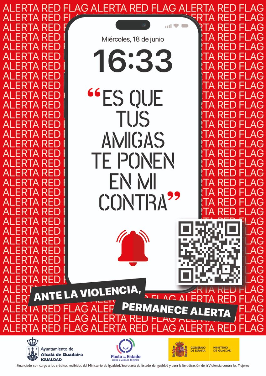 aytoguadaira's tweet photo. Desde @aytpoguadaira❌campaña #AlertaRedFlag ❌para concienciar de signos tempranos violencia de género, control, celos o agresividad😡😨
Si ves cartel en cualquier negocio 📲QR: consejos, vídeos explicativos, teléfonos... o accede directamente a la web https://t.co/WumIcinB3A https://t.co/Vywm8y2FNR