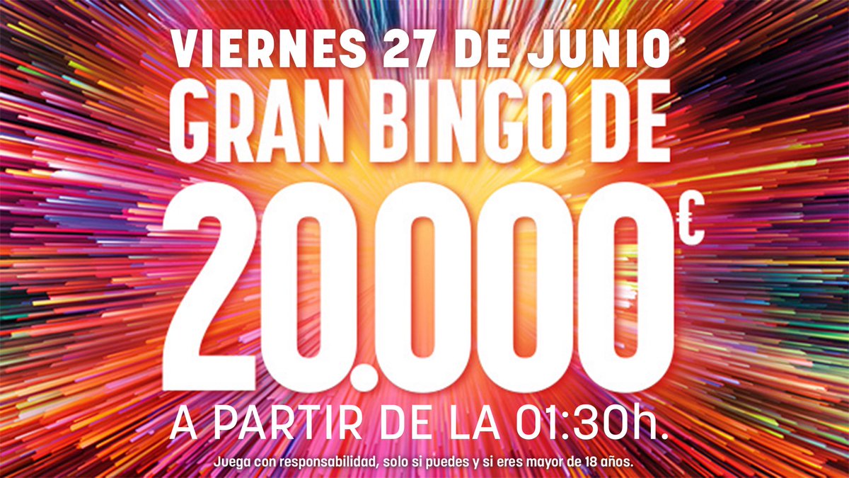 🔴𝐔́𝐋𝐓𝐈𝐌𝐀 𝐇𝐎𝐑𝐀🔴 Este viernes 27 de junio GRAN BINGO DE 20.000 €.

⏰A partir de la 01:30h. ¡No puedes faltar!

#YoSoyDeLasVegas #madrid #ocio