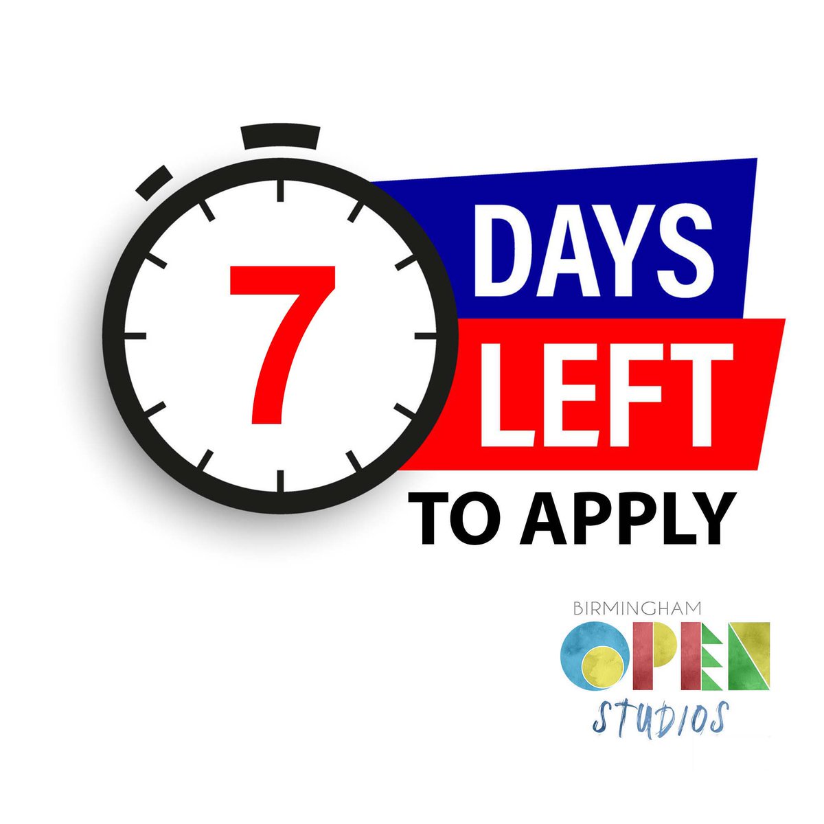 **FINAL CALL**

There are now just 7 days left to apply to join Birmingham Open Studios 2025. The deadline is June 30th.

Please jump onto our website to complete your application.|

birminghamopenstudios.co.uk
