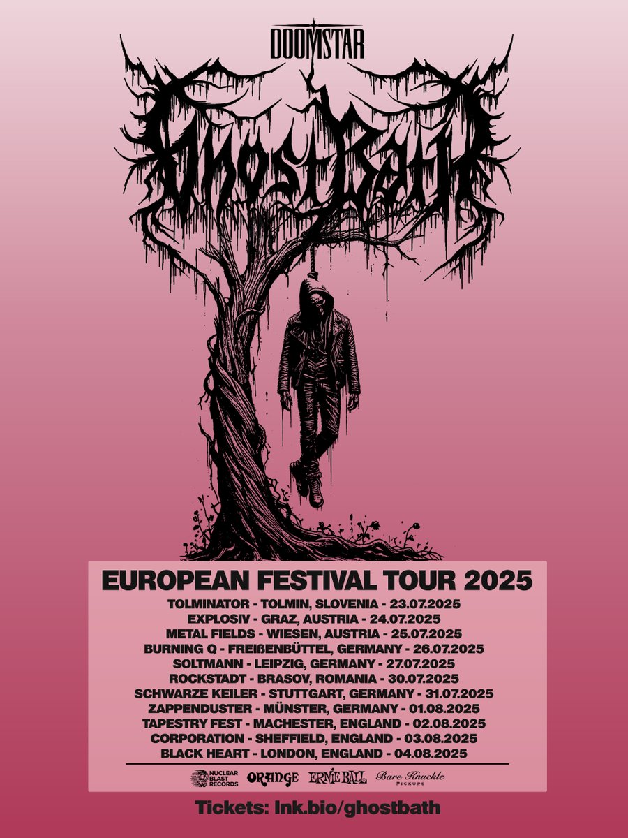 Europe! We play a series of Festivals and Headlining shows starting July 23 🥀

JUST ADDED: 24 July in Graz, Austria at Explosiv!

Which show will we see you at?
Let’s rock and roll \m/

Tickets: lnk.bio/ghostbath