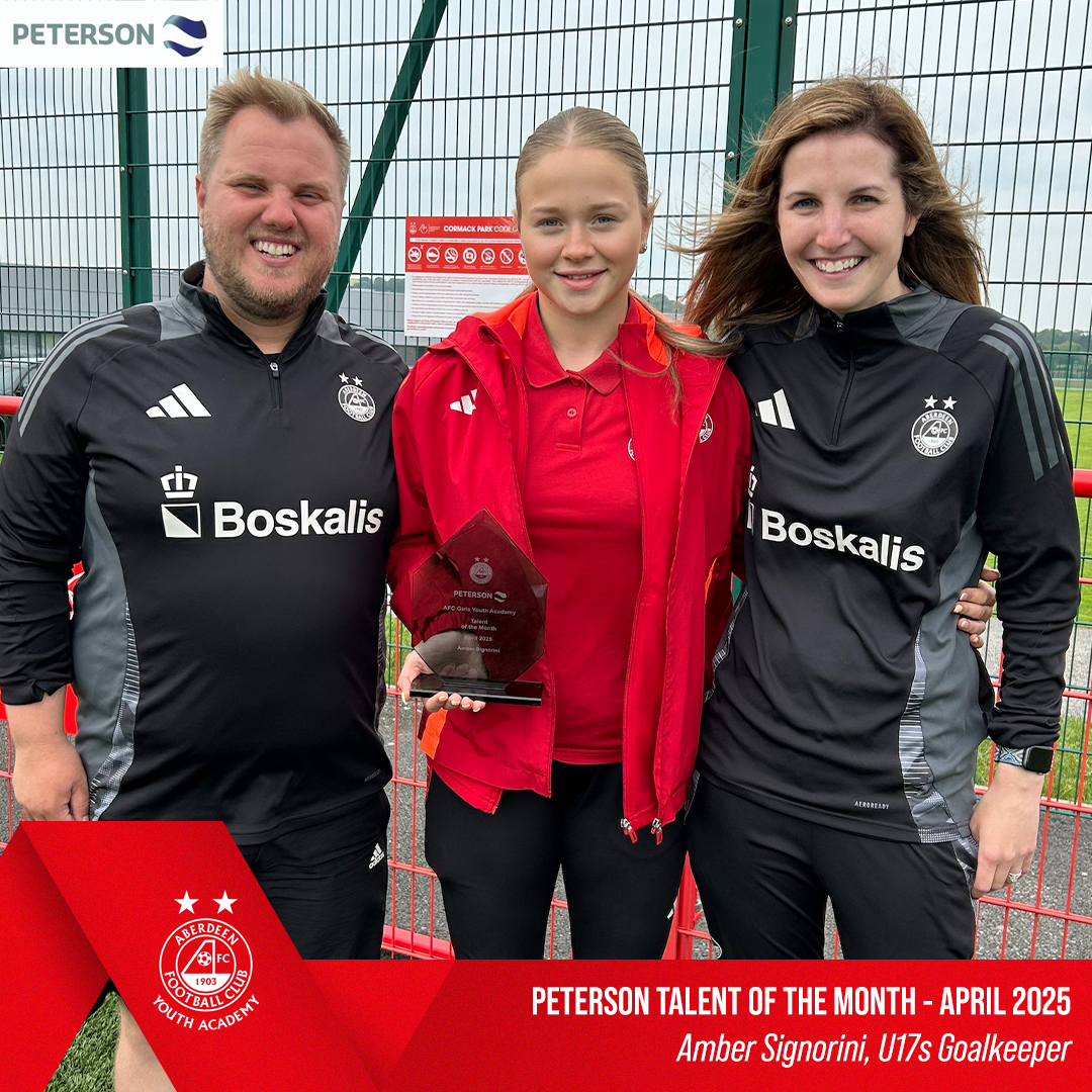AberdeenWomen's tweet photo. Congratulations to Amber Signorini and Sophie Munro  from our U15 and U17s Girls Academy squads for winning our Peterson Talent of the Month awards for April and May 👏 

Thank you to @OnePeterson for their continued support of the AFC Girls Academy. https://t.co/Ne2X7Nx69E