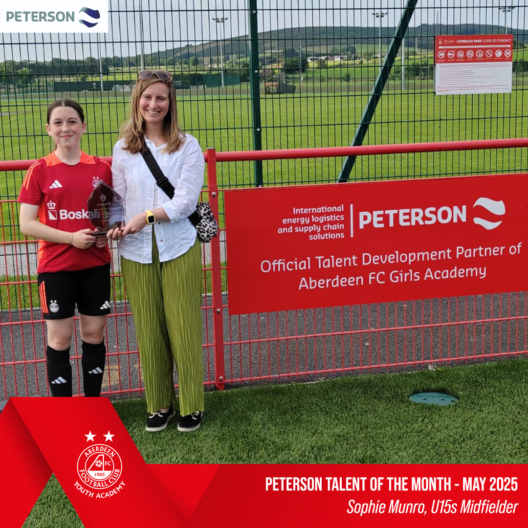 AberdeenWomen's tweet photo. Congratulations to Amber Signorini and Sophie Munro  from our U15 and U17s Girls Academy squads for winning our Peterson Talent of the Month awards for April and May 👏 

Thank you to @OnePeterson for their continued support of the AFC Girls Academy. https://t.co/Ne2X7Nx69E