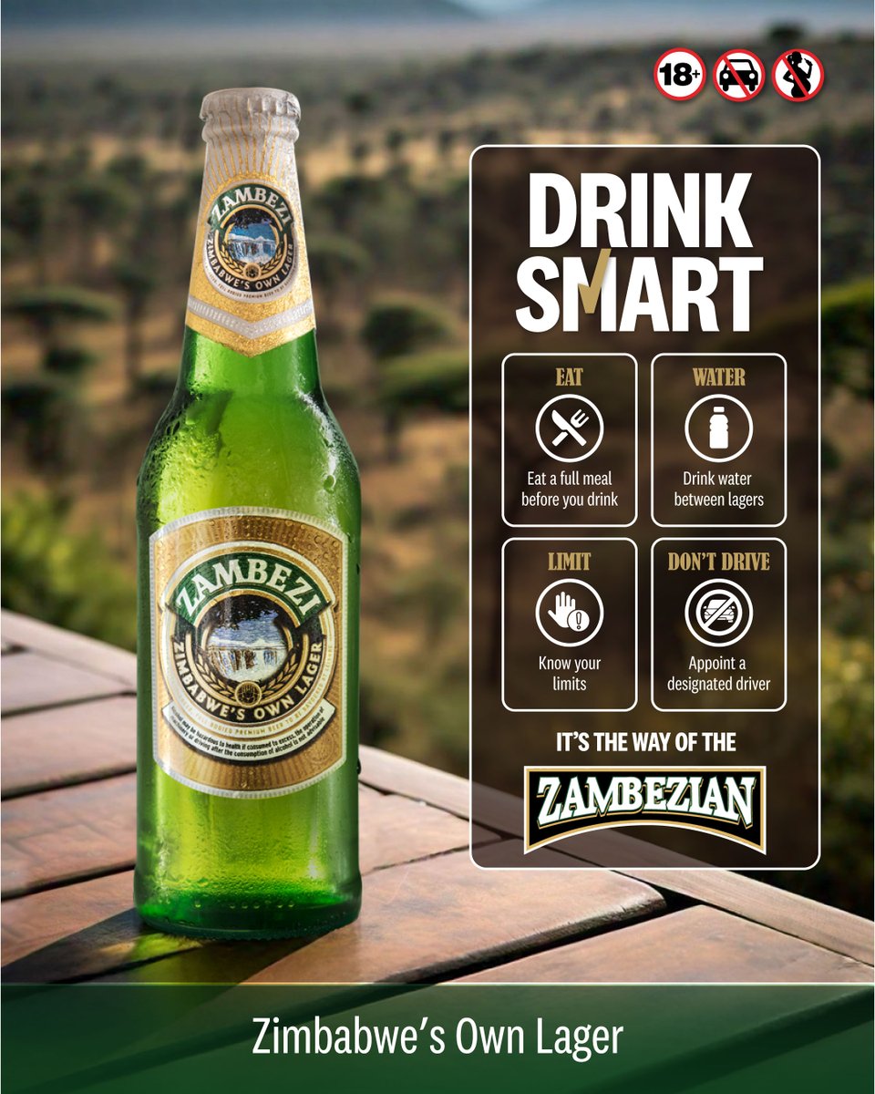 Enjoy Zambezi Lager responsibly. Pace yourself, hydrate, know your limits! #DrinkSmart #ZambeziLager