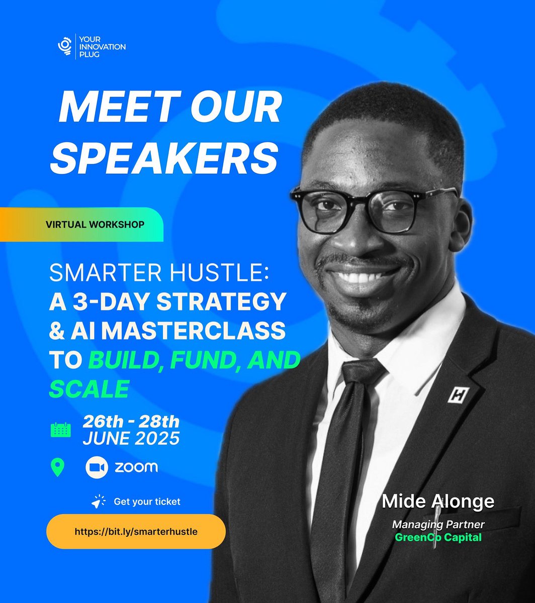Meet Mide Alonge — VC, ex-Endeavor, Harvard alum, and Managing Partner at GreenCo Capital.

Want in? DM “I’m in” now.

#StartupFunding #AIforBusiness #YIPWorkshop