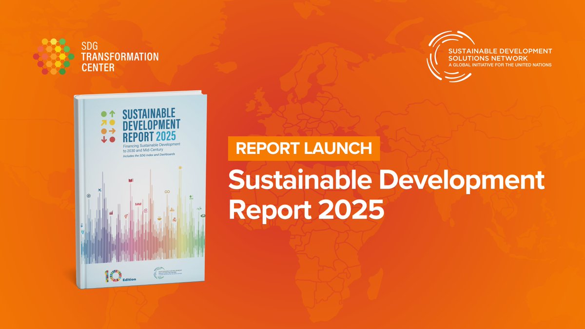 📢 Just launched: The 10th edition of the Sustainable Development Report!

Produced by <a href="/UNSDSN/">SDSN</a>'s SDG Transformation Center, the #SDR2025 showcases a strong global commitment to the #SDGs.

🔗 Learn more: sdgtransformationcenter.org/news/press-rel…

📖 Download the report: bit.ly/4kPDbvO