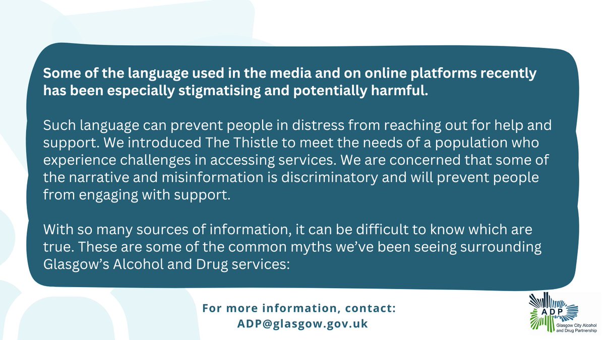 GlasgowCityADP's tweet image. Some of the language used in the media and on online platforms recently has been especially stigmatising and potentially harmful. 

With so many sources of information, it can be difficult to know which are true. These are some of the common myths we’ve been seeing: