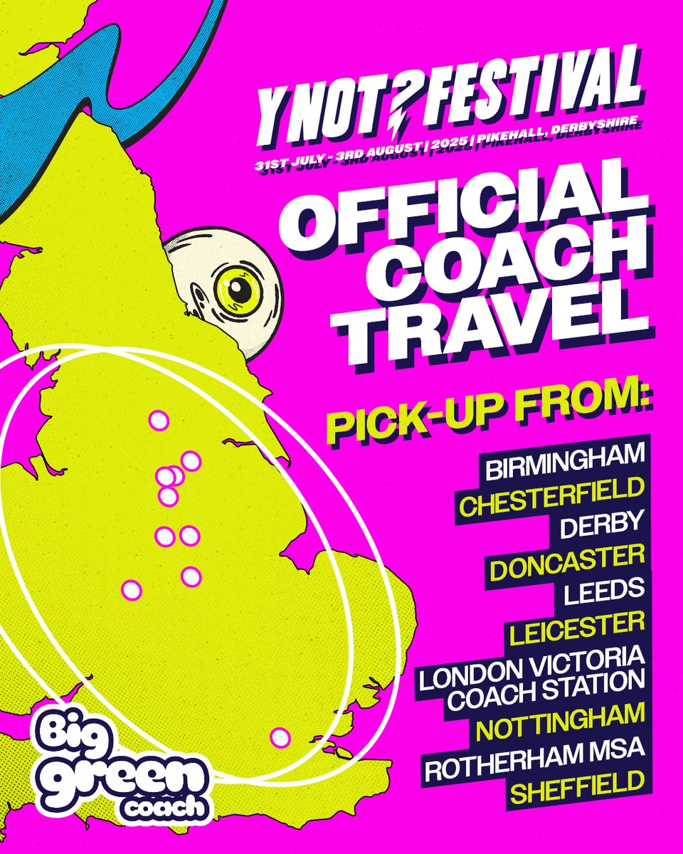 Big Green Coach (@biggreencoach) on Twitter photo Last remaining seats for <a href="/ynotfestival/">Y Not Festival ⚡</a> 🚨
It's your last chance to lock in your seat with Big Green Coach 🤝
Arrive on Thursday and return to your original pickup location on Monday, hassle-free. 💚
Head to biggreencoach.co.uk to secure your seat now 🚌 Last remaining seats for <a href="/ynotfestival/">Y Not Festival ⚡</a> 🚨
It's your last chance to lock in your seat with Big Green Coach 🤝
Arrive on Thursday and return to your original pickup location on Monday, hassle-free. 💚
Head to biggreencoach.co.uk to secure your seat now 🚌