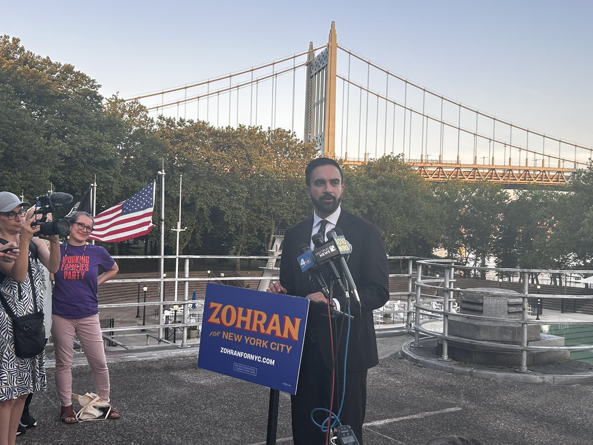 .<a href="/ZohranKMamdani/">Zohran Kwame Mamdani</a> held a 5:40 am press conference in Astoria Park before polls opened, reflecting on his campaign and all of the NYers who are already up and out at work.