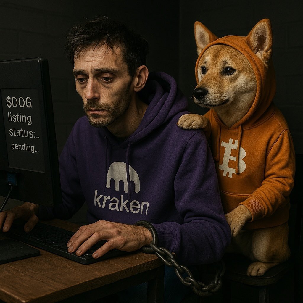 Pep_thang's tweet photo. $DOG found a hidden cry for help in row 2 of the puzzle—“INTERNHELPME”
So he rushed in to offer moral support at the desk.
No pressure…
But make sure it’s done before this Friday 😂@krakenfx 
#DOGGoToTheMoon https://t.co/ySoUB6WBUK