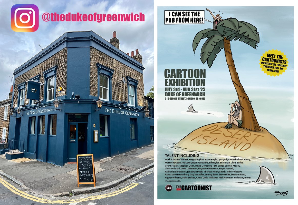 Pete Songi (@songicartoons) on Twitter photo Just over a week away! Thanks so much for all the talented contributions, the pub walls will be full! <a href="/procartoonists/">Procartoonists</a> #greenwich #London #cartoons #pub The Exhibition will be up from 3rd July (with a few beers) until end of August. Check opening times at dukeofgreenwich.com Just over a week away! Thanks so much for all the talented contributions, the pub walls will be full! <a href="/procartoonists/">Procartoonists</a> #greenwich #London #cartoons #pub The Exhibition will be up from 3rd July (with a few beers) until end of August. Check opening times at dukeofgreenwich.com