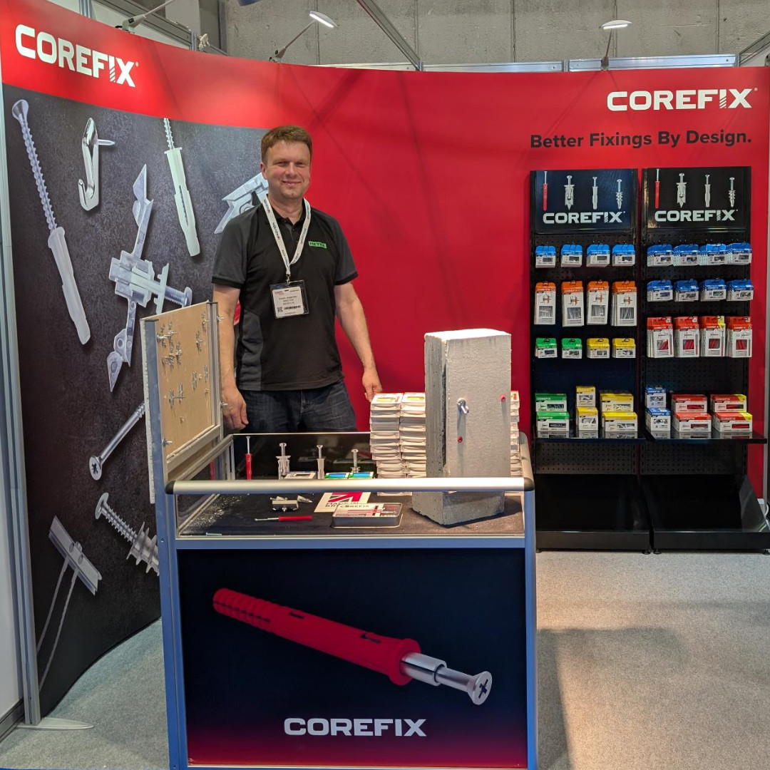 MetexOnline's tweet image. We’re all set up and ready to go at #InstallerShow2025! 🥳 Come and check out our #Corefix fixings range: tough, reliable, and built for the job. Drop by Stand 4A20 for a chat and a closer look!