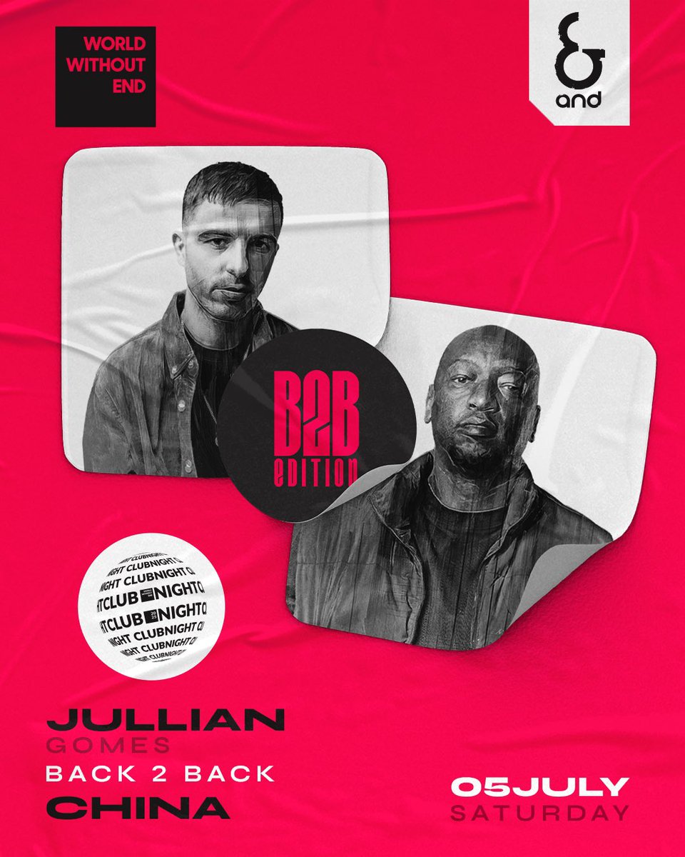 wrld_withoutend's tweet image. Decades of dancefloor experience meet in a set that honours both heritage and evolution.

China B2B Jullian Gomes — timeless deep house from two of the scene’s most trusted hands.

World Without End Club Night, 5th July. Tickets moving. Link in bio.