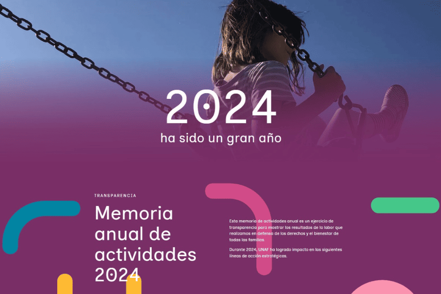 💜 Un año de incidencia, sensibilización, trabajo en red y servicios que transforman la vida de las familias. 🙌 Es lo que refleja nuestra Memoria 2024 recién publicada.

🧐 ¡Consúltala! 👉 unaf.org/quienes-somos/…

#Transparencia #TercerSector #ONG #CompromisoSocial #derechos