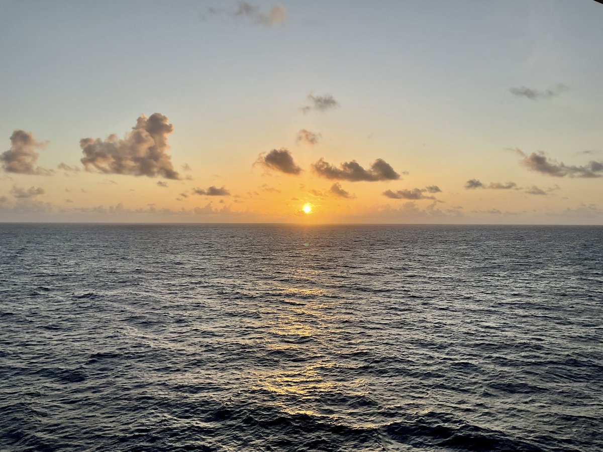 Sunrise somewhere south of the Bahamas, no land in sight.