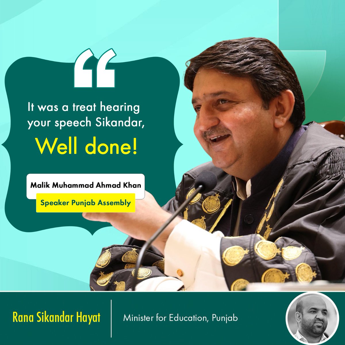 Grateful to Hon'ble Speaker Punjab Assembly
<a href="/MalikMAhmadKhan/">Malik Ahmad Khan (Official)</a> for his generous words of encouragement. When education is discussed with sincerity &amp; substance, it elevates not just the House but the future we are building together. Dialogue rooted in respect is where real reform