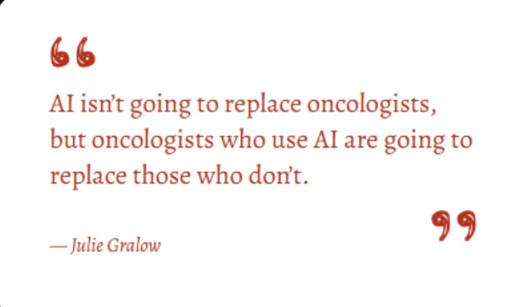 Dr Joseph McCollom DO (@realbowtiedoc) on Twitter photo Love this quote from <a href="/jrgralow/">Julie Gralow</a>. We can't view #AI as a physician replacement, nor can we reduce #efficiency gained by #AI as turning #docs into a cog ⚙️ Thanks <a href="/ravi_b_parikh/">Ravi B. Parikh</a> for advocating for protections both for now and the future.
<a href="/ca_chung/">Caroline Chung, MD</a>
<a href="/dougflora2/">Doug Flora MD, LSSBB</a>
<a href="/HundalJasmin/">Jasmin Hundal, M.D., DipABLM, M.S., M.P.H.</a> Love this quote from <a href="/jrgralow/">Julie Gralow</a>. We can't view #AI as a physician replacement, nor can we reduce #efficiency gained by #AI as turning #docs into a cog ⚙️ Thanks <a href="/ravi_b_parikh/">Ravi B. Parikh</a> for advocating for protections both for now and the future.
<a href="/ca_chung/">Caroline Chung, MD</a>
<a href="/dougflora2/">Doug Flora MD, LSSBB</a>
<a href="/HundalJasmin/">Jasmin Hundal, M.D., DipABLM, M.S., M.P.H.</a>