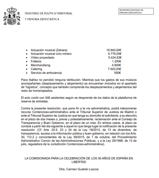 <a href="/HVeintipico/">Hora Veintipico</a> <a href="/HectordeMiguel/">Héctor</a> <a href="/marinaLobL/">Marina Lobo</a> Aquí os dejo un documento oficial del Ministerio de Política Territorial que acredita que cobrasteis 18.149,79  euros por presentar un evento del año Franco.

Se creéis que miento, ya sabéis lo que tenéis que hacer