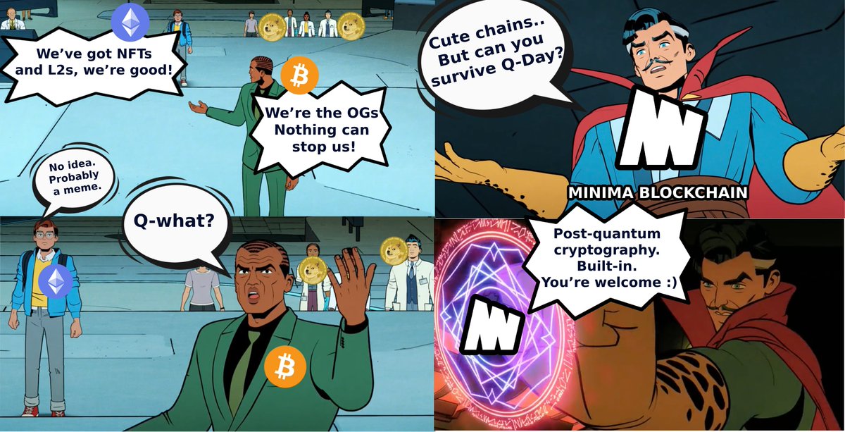 themightydanik's tweet photo. Q-Day’s coming... 💻

#Bitcoin? Exposed.
#Ethereum? Still adding layers.
#Meme coins? 🐶 clueless.

Only $Minima has quantum-proof crypto built-in.
🔐 Post-quantum. Lightweight. Ready.

#Minima #QuantumSecurity https://t.co/JedhRRnZqK