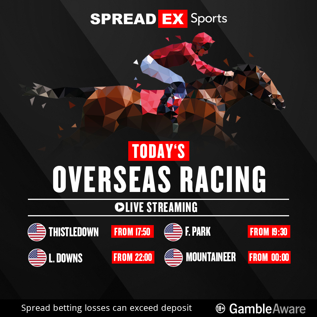 We've got an action-packed evening of US and overseas Horse racing on the way!🏇                                                          

View all our markets and livestream every meet HERE⬇️ spreadex.com/todaysracing