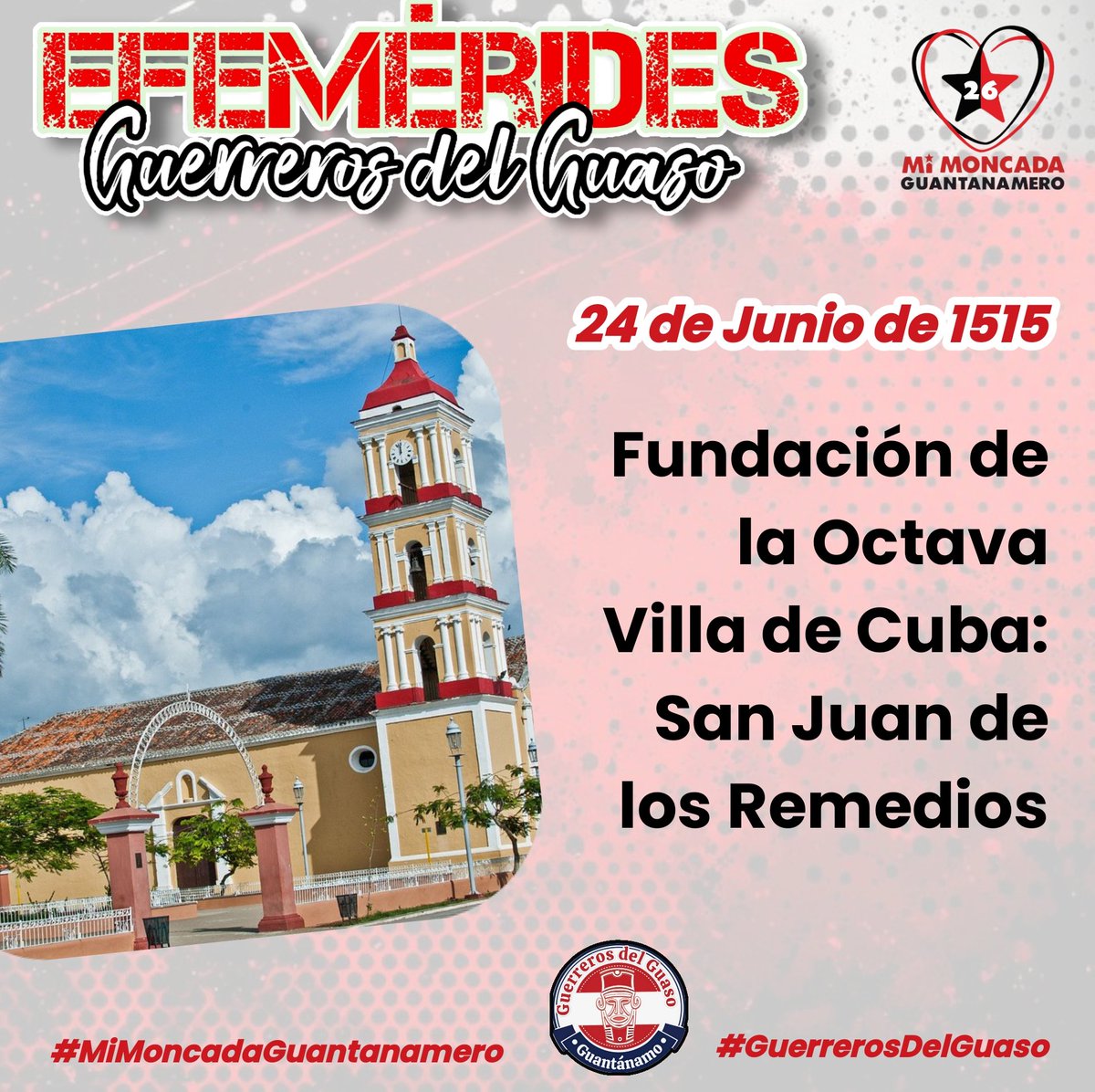 🇨🇺 Felicidades a los remedianos en el aniversario 510 de la fundación de la Octava Villa de Cuba: San Juan de los Remedios. 

🥳 ¡A festejar por todo lo alto este nuevo cumpleaños.

#GuerrerosDelGuaso #MiMoncadaGuantanamero