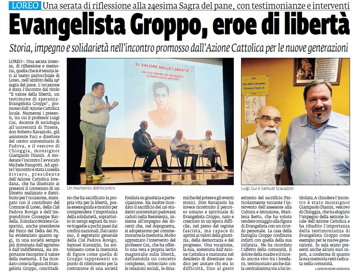 Cisl Padova Rovigo (@cislpdro) on Twitter photo Su <a href="/lavocedirovigo/">la Voce Di Rovigo</a>, l'intervento del segretario <a href="/CislPdRo/">Cisl Padova Rovigo</a> <a href="/SScavazzin/">Samuel Scavazzin</a> al teatro di Loreo: “Le figure come quella di Evangelista Groppo rappresentano un punto di riferimento per la costruzione di una società fondata su giustizia e partecipazione”. Su <a href="/lavocedirovigo/">la Voce Di Rovigo</a>, l'intervento del segretario <a href="/CislPdRo/">Cisl Padova Rovigo</a> <a href="/SScavazzin/">Samuel Scavazzin</a> al teatro di Loreo: “Le figure come quella di Evangelista Groppo rappresentano un punto di riferimento per la costruzione di una società fondata su giustizia e partecipazione”.